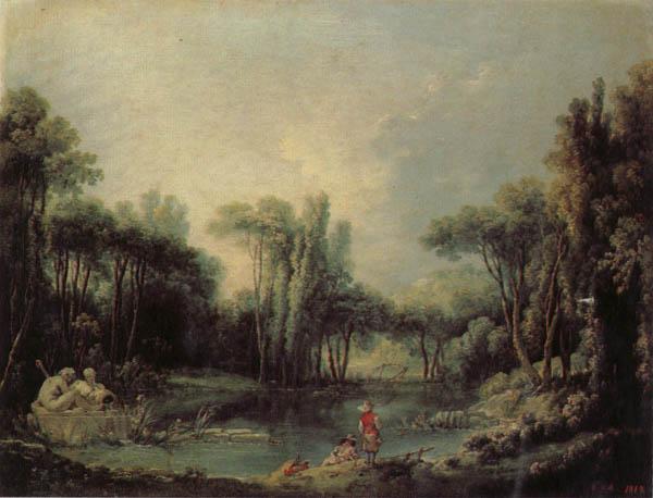 Francois Boucher Landscape with a Pond oil painting image
